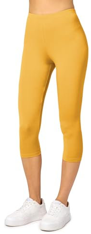 Merry Style Damen Leggings 3/4 Capri Leggings aus Viskose MS10-144 (Gelb, M)