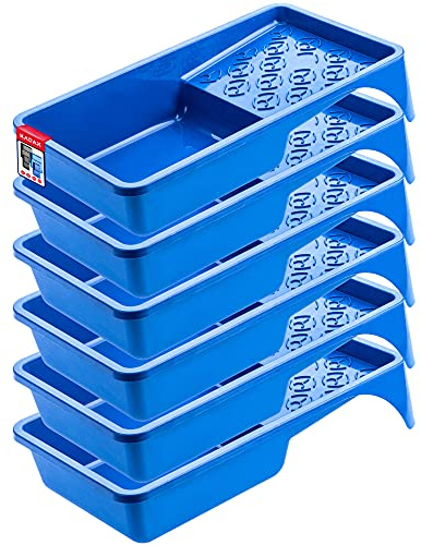 KADAX Bandeja de pintura de plástico, bandeja de pintura con mango pequeño, bandeja de pintura, accesorios de pintura, suministros de pintura, cuenco de pintura (6, azul)
