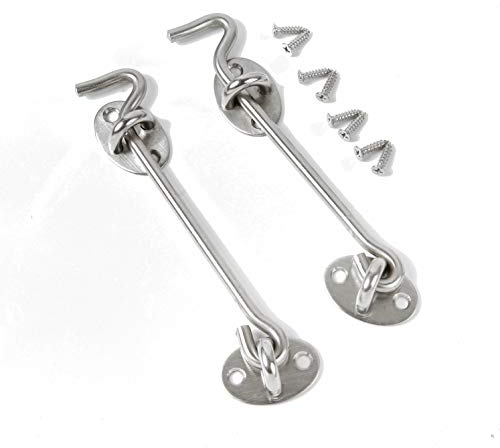 Jrancc Kabinenhaken 2 Stück Sturmhaken Edelstahl Helter zur Türverriegelung Drehgelenk Geräuschloser Halter Fensterbügel