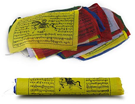 Kanchan Crafts Bandera tibetana de oración con caballo de viento, budismo, 4 m, 25 banderas