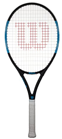 wilson Ultra Elite 105 Adults Tennis Racket (Available in Grip Sizes 1 to 4) (Grip 3 (4 3/8'')), Black, Blue, White
