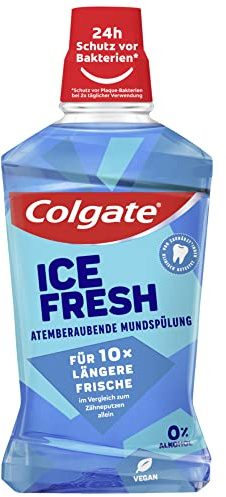 Colgate Mundspülung Ice Fresh 500 ml – für sofortige & anhaltende Frische – antibakterielle Mund- und Zahnreinigung ohne Alkohol** für optimalen Schutz