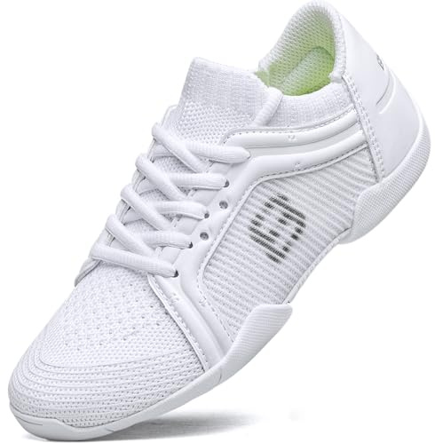 TUOTOM White Cheer Shoes for Girls Youth Cheerleading Shoes Gymnastics Hip Hop Dance Sneakers Tumbling Tennis 3 Big Kid