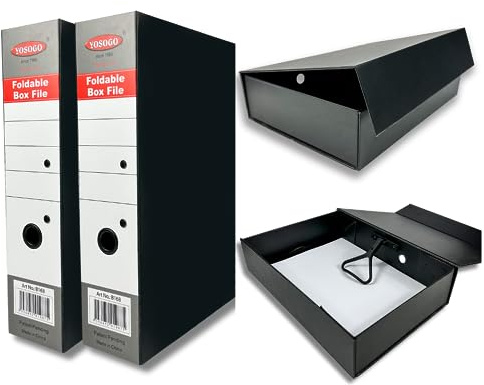 Foldable Box File Binder Folder - Portable and Convenient Document Organizer with Magnetic Closure - Instantly Fold and Unfold to Save Space (Pack of 2)