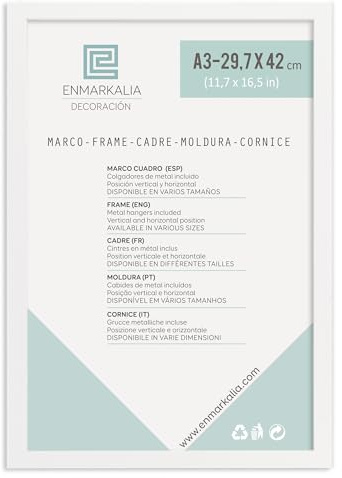 Enmarkalia Marcos A3 (29,7 x 42 cm) color Blanco (moldura de 30x15 mm) X1 Ud.