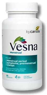 VESNA Menstrual Support Supplement Capsules - Menstrual Cycle Support - Mood Support - Cramps & Bloating Relief - Comfort During Menstrual Period - Black Cohosh - Devil’s Claw - Turmeric - 60 Caps