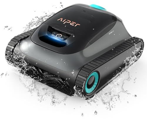 AIPER Robot Aspirador Limpiafondos Piscina,150 Min Autonomía,4 Modos,Cesta Filtro 3.5L,Limpia Paredes,Suelo y Línea Flotación,Navegación Inteligente 2.0,para Piscinas hasta 150m²,Scuba S1