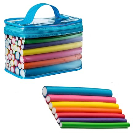 42 Pezzi Bigodini Morbidi, Bigodini per Capelli, Bigodini Morbidi per Dormire, Bigodino Lungo per Boccoli, Bigodini Schiuma, con Borsa Portatile, per Capelli Corti Medi Lunghi, 7 Taglie