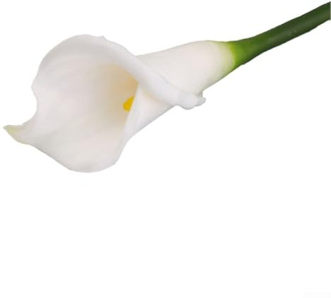 Magnifique bouquet de lys calla artificiels, de couleurs blanches et jaunes, têtes amovibles (blanc)