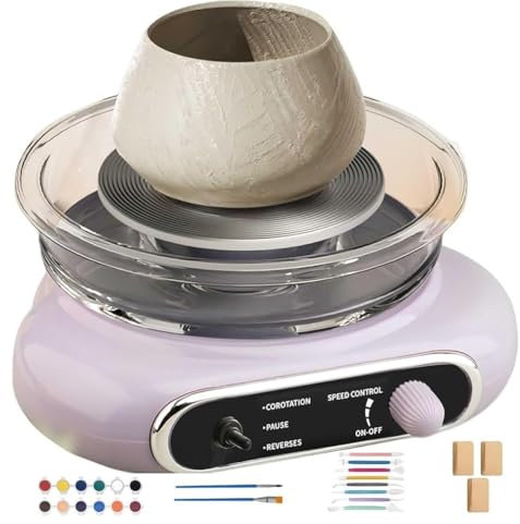 Máquina de cerámica con torno de alfarero eléctrico, mini torno de alfarero con plato giratorio, ajustable hacia adelante y hacia atrás, máquina for dar forma a la cerámica con juego de herramientas