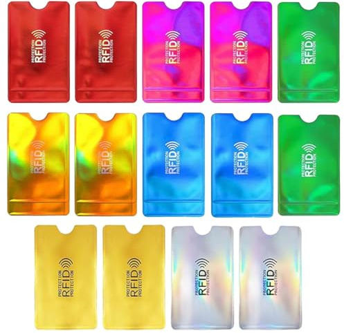 XUZOPIM 14 Piezas Colorido Soporte para Tarjetas RFID, Funda Tarjeta Credito Protector De Tarjetas De Identidad RFID, Fundas De Bloqueo RFID, Juego De Fundas para Tarjetas De Crédito