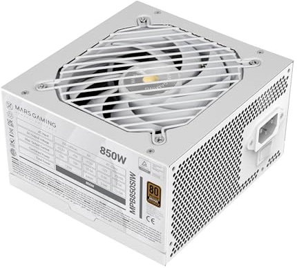 Mars Gaming MPB850SI, Alimentatore PC ATX 850W, 7 Anni di Garanzia, 80Plus Bronze 230V, 90% di Efficienza, Ventola SI Extreme Silence con Nucleo in Rame, Tecnologie AI2-RPM, DC-DC e SMD, Bianco