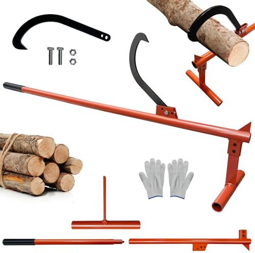 Professionell fälllyft 130 cm, sågspeciell fälllyft med vändkrok, kantlyftare med handske och halkfritt handtag, hög hållfasthet, lyftare för att fälla träd, för skogs- och skogsarbete