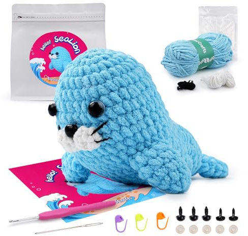 YUMILI Nybörjarsats för virkning: amigurumi djur komplett set med videohandledning