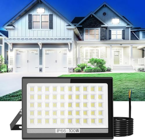 T-SUN 100W Focos LED Exterior 10000LM, 200 LEDs, IP66 Impermeable, 6000K