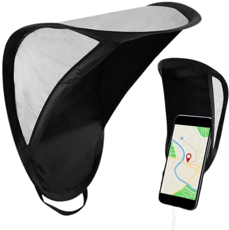 Parasol para Teléfono Móvil, Phone Sun Shade Negro Tela Soporte para Teléfono con Bloqueo de Deslumbramiento Protector Solar