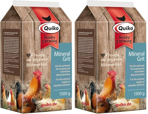 Quiko Hobby Farming - Grit minéral avec silice gastrique 1.500 g - pour Poules, cailles et volailles - Apport Optimal en minéraux - avec silice gastrique supplémentaire pour Une Bonne Digestion