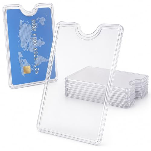 Motswedi 10 piezas Funda Tarjeta Credito, protectores de Tarjetas con Recorte, PVC Plástico Transparente Portatarjetas, para Insignia de Identificació, Tarjetas de Identificación, Metro y Bancarias