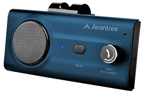 Avantree CK11 Bluetooth 5.0 Hands Free Cell Phone Car Kit, 3W Loud Speakerphone, Support Siri Assistant, Motion AUTO ON, Volume Knob, Wireless in Car Handsfree Speaker with Visor Clip – Blue