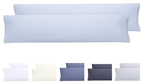 Todocama – Juego de 2 Fundas de Almohada, Microfibra Extra Suave, hipoalergénicas. Juego de 2-150x40 cm Azul Claro