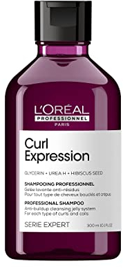 L'Oréal Professionnel Clarifying Shampoo, For Curly & Coily Hair, Anti-Buildup, With Glycerin, Urea H and Hibiscus Seed Extract, Serie Expert Curl Expression, 300 ml