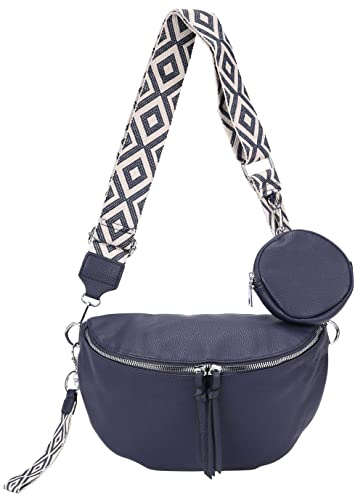 irisaa Umhängetasche Damen Crossbody Bag, 3 in 1 Schultertasche, Bauchtasche mit Reißverschluss und breitem Gurt, Handtasche für Männer Frauen, DKB Farbe:Navy, Einheitsgröße, (ZL53096_01_NV_afn)