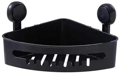 Zuvo No-Drill Shower Caddy with Suction Cups - Adhesive-Free Bathroom Shelf for Shampoo, Soap, Toiletries—Space-Saving Organiser (Black)