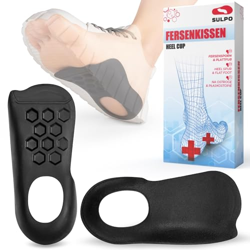 SULPO Taloneras para fascitis plantar y espolon calcaneo - Protector talon - 3/4 Plantillas ortopédicas para dolor de talón, pies planos y soporte del arco - Almohadillas para talones - 40-43 / L
