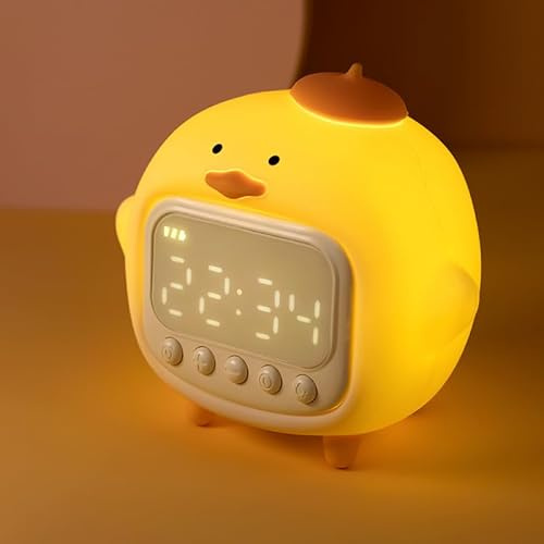 Reloj Despertador Infantil Digital, Despertador Digital con lámpara de luz Nocturna, con función Snooze, Visualización de Hora/Fecha/Temperatura, Reloj Digital para niña, niños. (Patito)