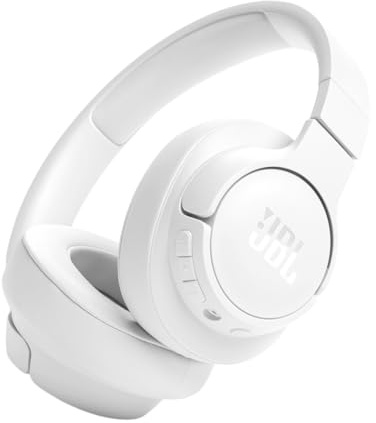 JBL Tune 720BT - Wireless Over-Ear Headphones with JBL Pure Bass Sound, Bluetooth 5.3, Up to 76H Battery Life and Speed Charge, Lightweight, Comfortable and Foldable Design (White)