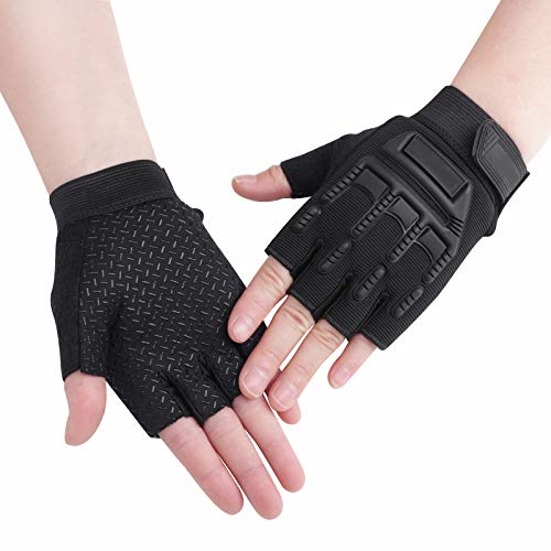 Kinder Fahrradhandschuhe Kinder Fingerlose Handschuhe Sport Halbfinger Handschuhe rutschfeste Radsporthandschuhe Mädchen Jungen Sport Fitnesshandschuhe Outdoor Sporthandschuhe (Mikrofaser, Schwarz)