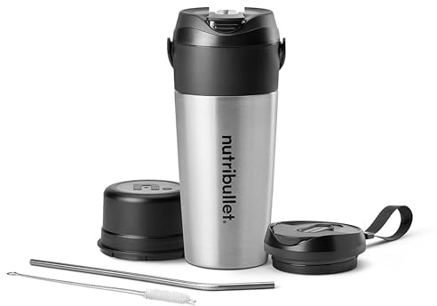 nutribullet Flip Portable Blender with Insulated Cup, Cordless, Brushed Stainless, NBPB50350SS