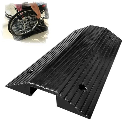 IMUNKT Schwellenbrücke Schwerlast Rollstuhlrampe rutschfeste Oberfläche Türschwellenrampe 8cm Hoch, Gummi Auffahrrampe Für Manuelle Rollstühle(80 * 45 * 10cm)