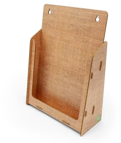 stableco 1 x ekologiskt väggbroschyrstativ DIN A4 vertikal 1 fack inomhus väggskydd i naturlig design ingen plast! Bara papper! Hållbar väggflygningshållare, flygställ väggmontering