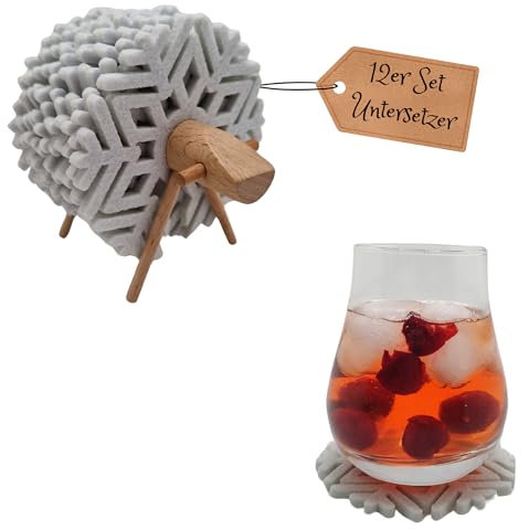 12er Set Filz Untersetzer für Gläser. Getränke-untersetzer mit cleveres Halter. Glas untersetzer-Set und tassenuntersetzer. Glasuntersetzer Filz, Coasters, untersetzer gläser (Weiß)