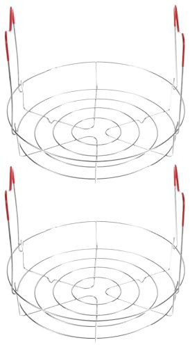 sourcing map 2Pcs 11 Canning Rack, Stainless Steel Steamer Canning Jar Rack with Handles for Mason Jars Ball Jars, Red