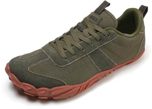 UBFEN Sneakers Barefoot Shoes for Womens Mens Minimalist Trail Running Hiking Comfortable Walking Green Size US 9 Women/7.5 Men