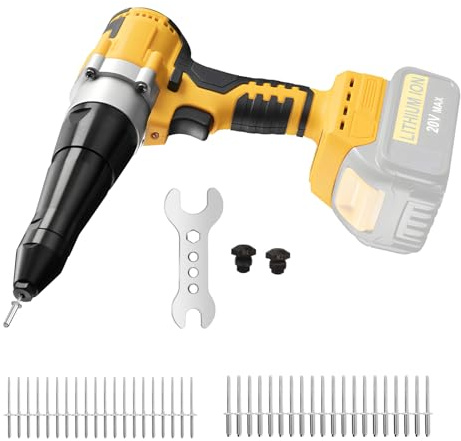 Pince à riveter sans fil électrique sans balais - LED automatique - Écrou à rivets - Outil à main pour rivets de 3,2/4 mm (sans batterie) - Compatible avec Dewalt 20 V