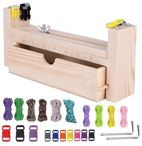Paracord Jigarmband tillverkare, gör-det-själv stickarmband jig, armbandstillverkare byggsats, armbandstillverkningssats, U-form träram armband jigg, med 10 fallskärmssnöre och 10 spännen för flätning