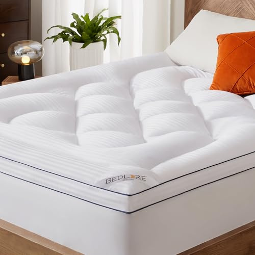 BEDLORE Surmatelas 90x200 cm Matelassé, sur-Matelas Doux et Respirant, Certifié Oeko-TEX, Mattress Topper pour Bonnet jusqu'à 30 cm avec Élasticité Tout Autour, Blanc