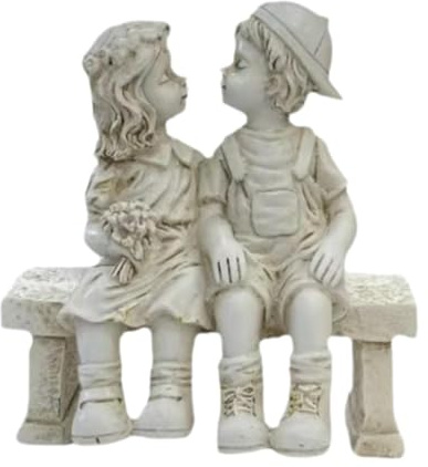 Fonowx Mädchenstatue Junge Mädchen Gartenfigur Skulptur Outdoor Paar Resinfigur Miniatur Sammlerstück für Haus Party Dekoration 11cmx7cmx12cm