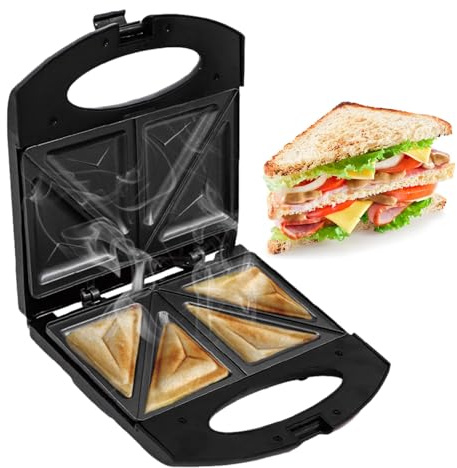Sandwich maker per panini caldi, in acciaio, riscaldamento rapido, griglia elettrica su entrambi i lati, con padella, per mini waffle, colazione, snack al formaggio, hamburger, cibo e francese