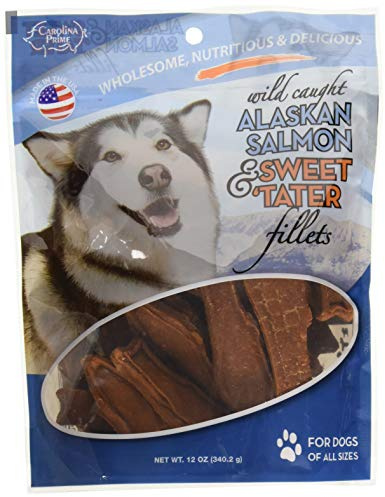 Carolina Prime Pet 45106 Salmon And Sweet Tater Fillets Treat For Dogs ( 1 Pouch), One Size , 12 Ounce (Pack of 1)