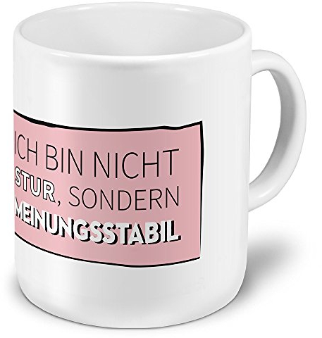 printplanet XXL Riesen-Tasse mit Spruch: Ich Bin Nicht stur, sondern meinungsstabil -Kaffeebecher, Sprüchebecher Becher, Mug
