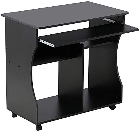 Yaheetech Schreibtisch Computertisch Eckschreibtisch mit Ablagen und Rollen, 80 x 48 x 76 cm für Home Office Schwarz