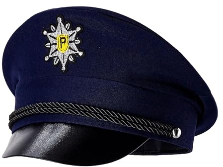 W WIDMANN MILANO Party Fashion - Casquette de police pour adultes, bleu foncé, chapeau de police, policier, casquette, uniforme, costume de police