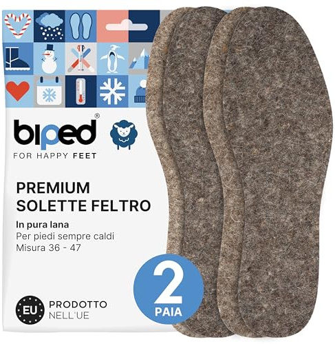 biped 2 paires de semelles feutrées en pure laine - Semelles chauffantes en feutre naturel pour un climat agréable dans la chaussure z2754(46-47)