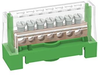 Arnocanali T167A Morsettiera di Terra per Collegamenti Equipotenziali con Coperchio, con Barretta Ottone da 7 Fori, Multicolor