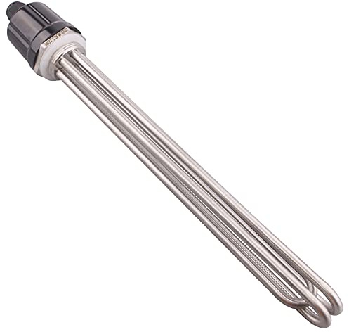 DERNORD 220V 12000W 1-1/2 Inch Heating Element 3U Type Electrical Brewing Water Boiler Heater BSP Thread Stainless Steel Flange