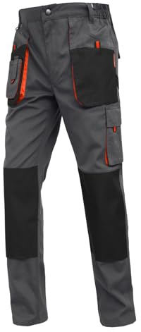 WORK IDEA Pantalon de Travail pour Homme avec Poches à Genoux Oxford en Toile résistante, Bleu, 3XL